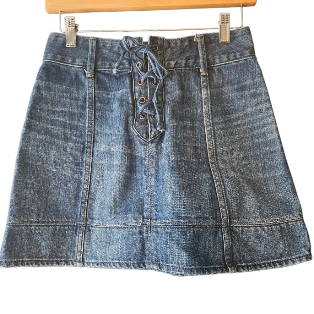 Abercrombie & Fitch Y2K Lace-Up Denim Mini Skirt - Size 00